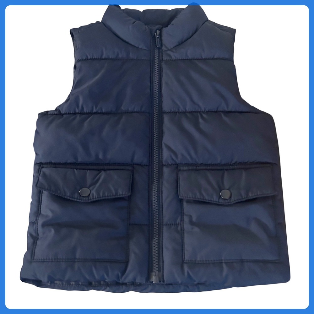 Old Navy Puffer Vest Navy Blue Sz. 3T Water Resistant Padded Zip Front Pockets‎